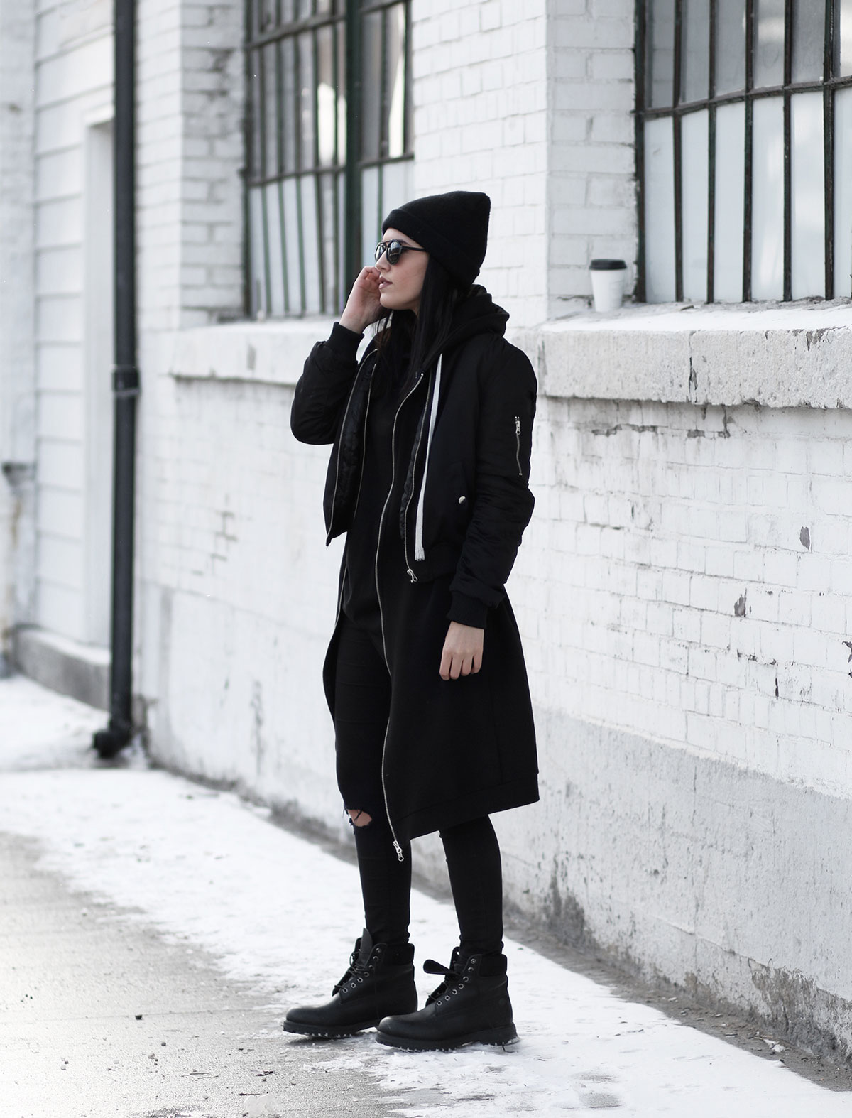 all black timbs outfit